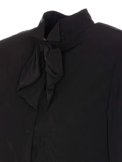 Balenciaga Bow Detail Puff Sleeve Shirt In Black