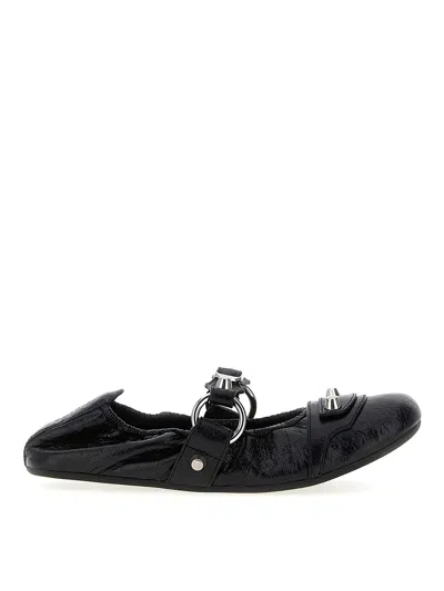 Balenciaga City Nappa Leather Ballet Flats In Black