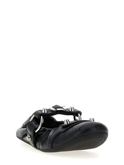 Balenciaga City Nappa Leather Ballet Flats In Black