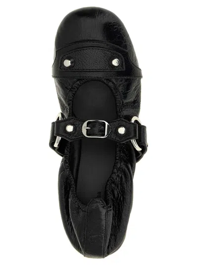 Balenciaga City Nappa Leather Ballet Flats In Black