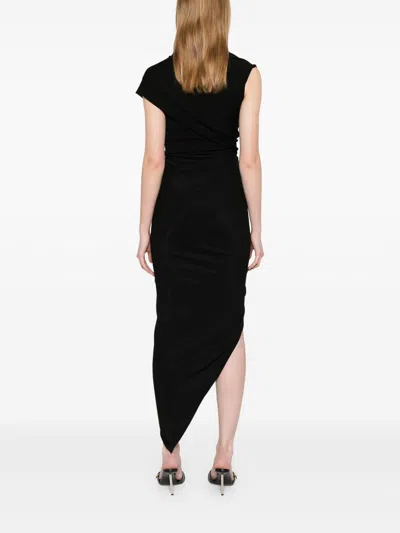 Balenciaga Draped Sleeveless Asymmetric Midi Dress In Black