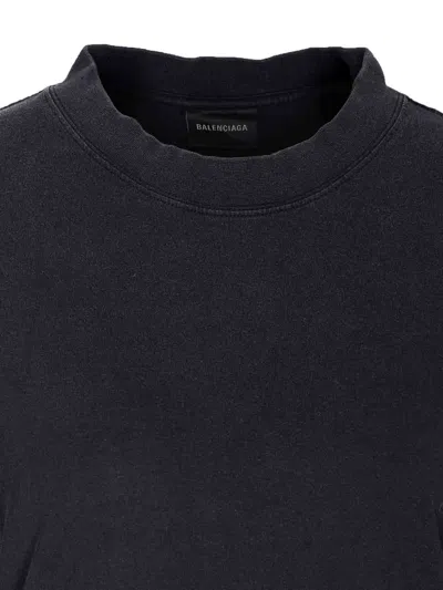 Balenciaga Women Back Drawstring T-shirt In Black