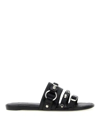 Balenciaga City Flat Sandals In Black