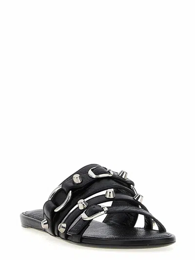 Balenciaga City Flat Sandals In Black
