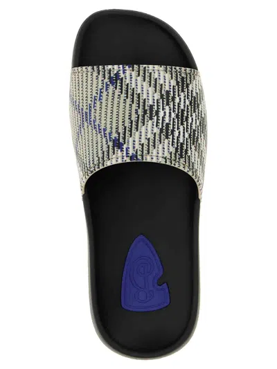 Burberry Patterned Strap Open Toe Rubber Sandals In White