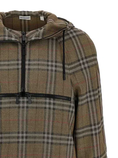 Burberry Half-zip Jacket With Check Pattern In Silk Blend In Multi