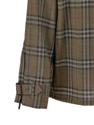 Burberry Half-zip Jacket With Check Pattern In Silk Blend In Multi