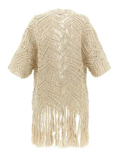 Brunello Cucinelli 'macramé Crochet' Short Sleeve Cardigan With Fringe