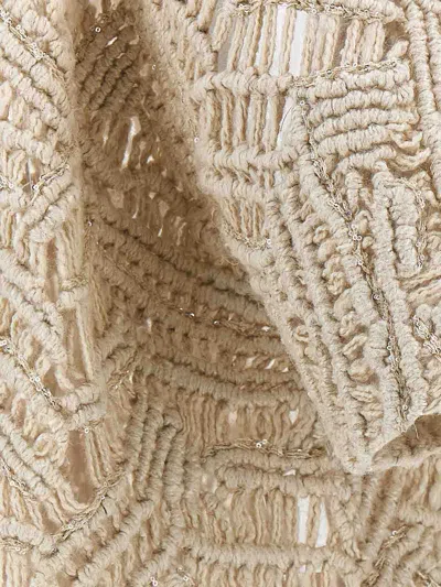 Brunello Cucinelli 'macramé Crochet' Short Sleeve Cardigan With Fringe