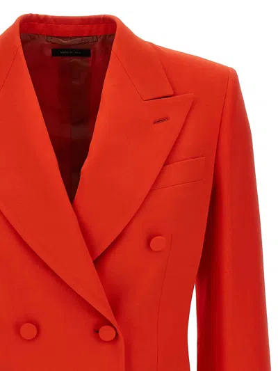 Brioni Double-breasted Peak-lapel Blazer In Orange