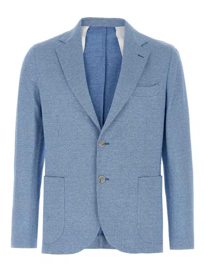 Barba Napoli Dynamic 201 Houndstooth-patterned Blazer In Blue