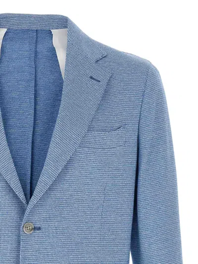 Barba Napoli Dynamic 201 Houndstooth-patterned Blazer In Blue