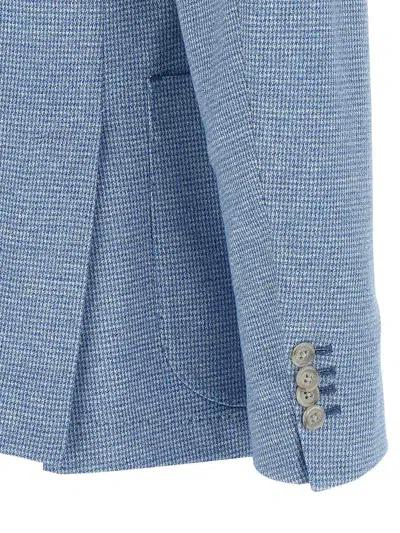 Barba Napoli Dynamic 201 Houndstooth-patterned Blazer In Blue