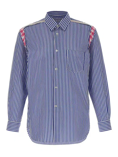 Comme Des Garçons Shirt Striped Collar Button-down In Blue