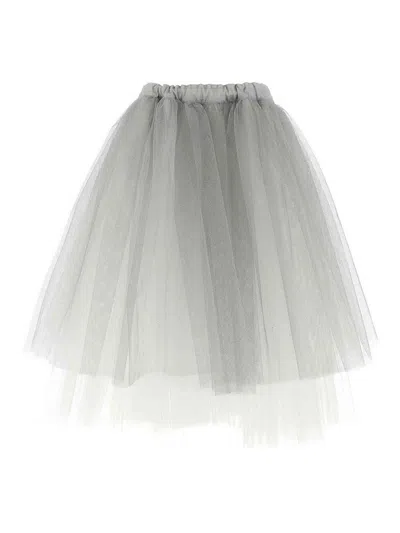 Comme Des Garçons Multilayered Asymmetric Tulle Skirt With Side Pockets In White
