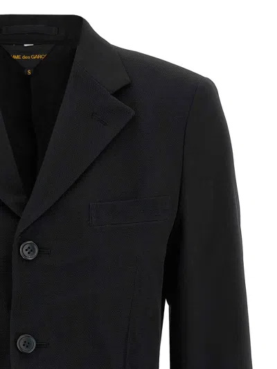 Comme Des Garçons Geometric Blazer Featuring Tulle Detailing In Black