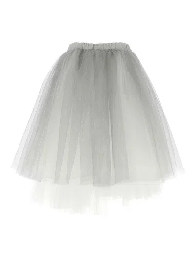 Comme Des Garçons Multilayered Asymmetric Tulle Skirt With Side Pockets In White
