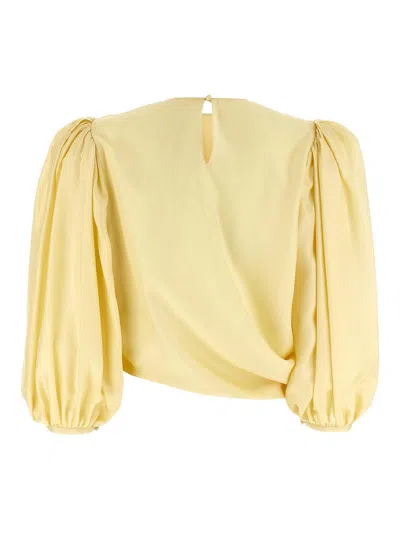 Chloé Draped Top With Keyhole Back And Puffed Sleeves In Yellow