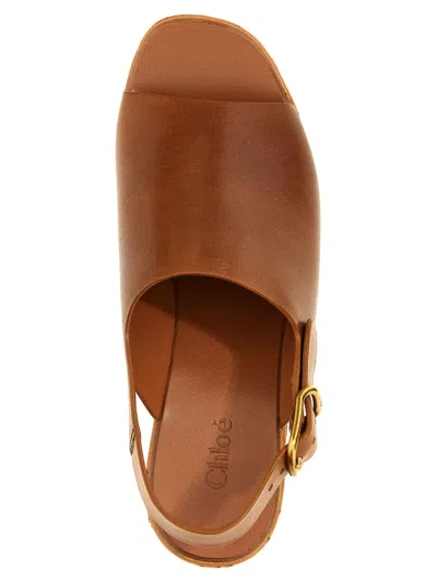 Chloé Maxime Leather Slingback Platform Sandals In Brown