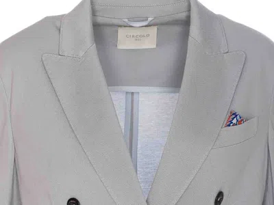 Circolo 1901 Structured Double-breasted Jacket With V-neck In Gray