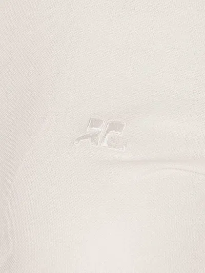 Courrèges Collared Neck Knotted Front Long Sleeves In White