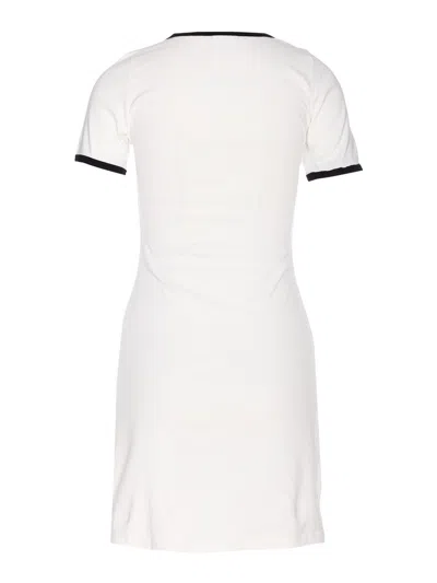 Courrèges Ribbed Cotton Mini Dress With Logo Embroidery In White