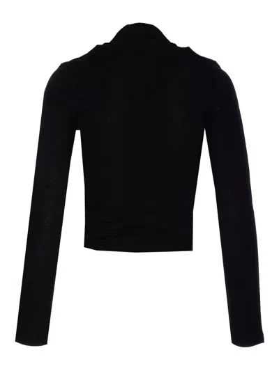 Courrèges Twist Light Wool Cropped Polo In Black