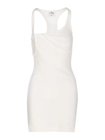 Courrèges Crewneck Mini Sleeveless Fitted Ribbed Dress In White