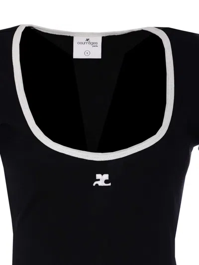 Courrèges Signature Contrast T-shirt In Black