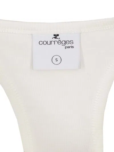 Courrèges Crewneck Mini Sleeveless Fitted Ribbed Dress In White