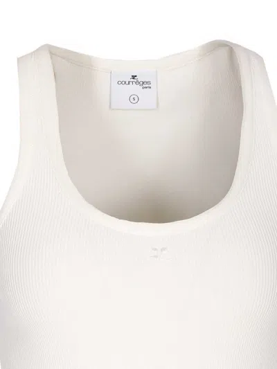 Courrèges Crewneck Meduse Knit Mini Ribbed Scoop Sleeveless In White
