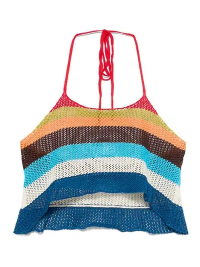 Dsquared2 Knitted Halterneck Cropped Top In Multi
