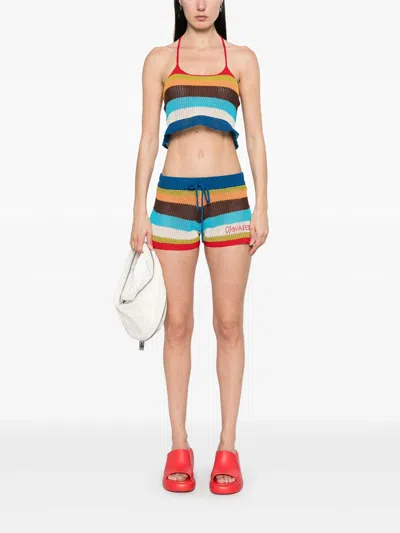 Dsquared2 Knitted Halterneck Cropped Top In Multi