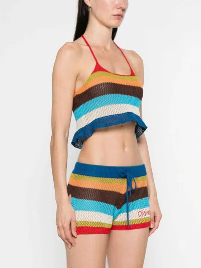 Dsquared2 Knitted Halterneck Cropped Top In Multi