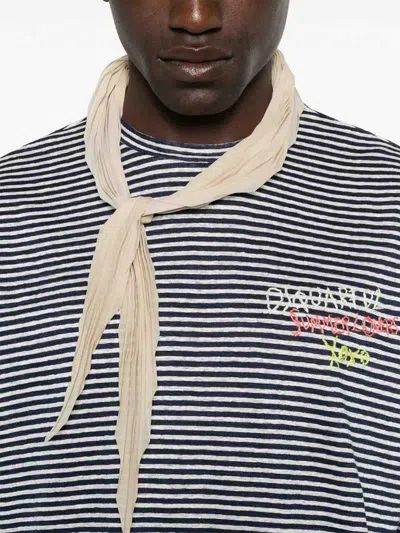 Dsquared2 Summer Lovers Striped Linen T-shirt In Blue