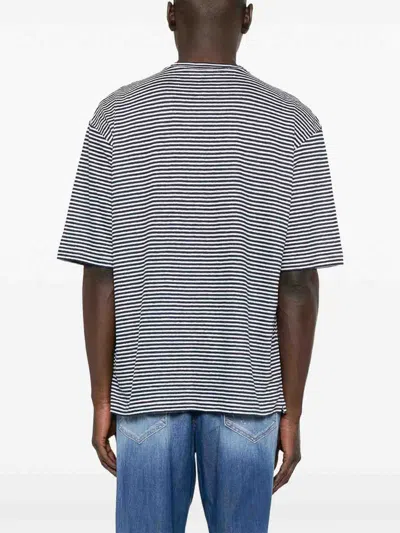 Dsquared2 Summer Lovers Striped Linen T-shirt In Blue