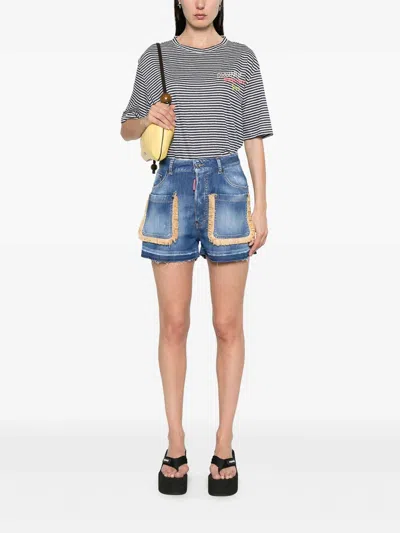 Dsquared2 T-shirt And White Pole In Blue