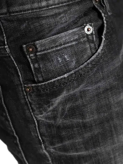 Dsquared2 Slim Fit Distressed Five-pocket Jeans In Black