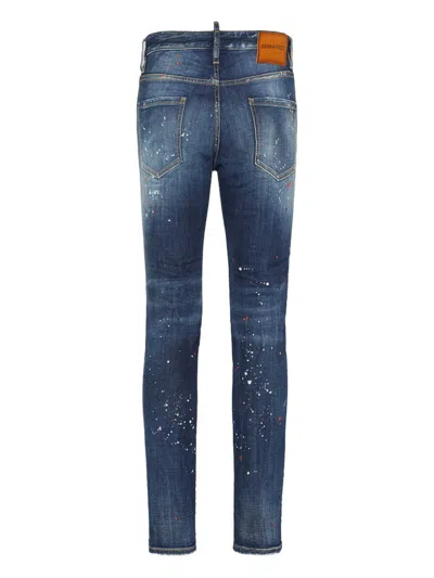 Dsquared2 Medium Easy Red Spots Wash Skater Jean In Blue