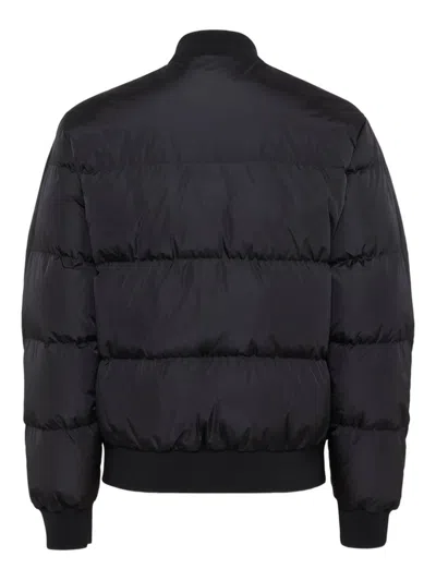 Dsquared2 Classic Black Puffer Bomber Jacket With Ribbed Cuffs In Black