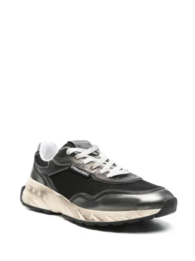 Dsquared2 Black Lace Up Sneakers In Black
