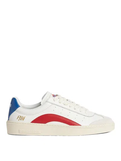 Dsquared2 White Leather Sneakers With Contrasting Accents