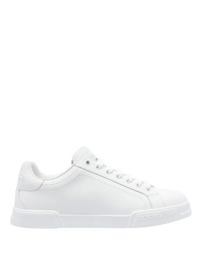 Dolce & Gabbana Leather Sneakers In White