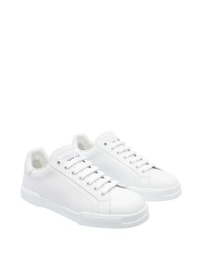 Dolce & Gabbana Leather Sneakers In White