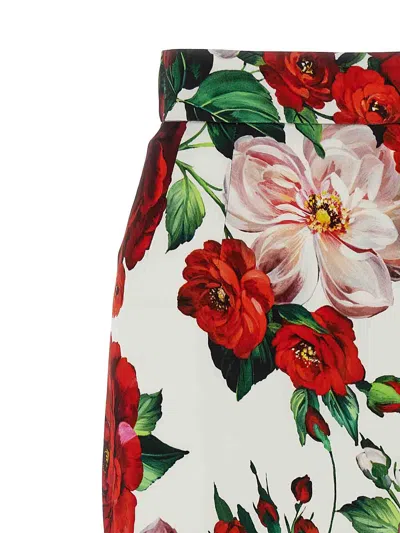 Dolce & Gabbana Floral Longuette Skirt Skirts White In Multi