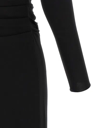 Dolce & Gabbana Draped V-neckline Midi Length Dress In Black