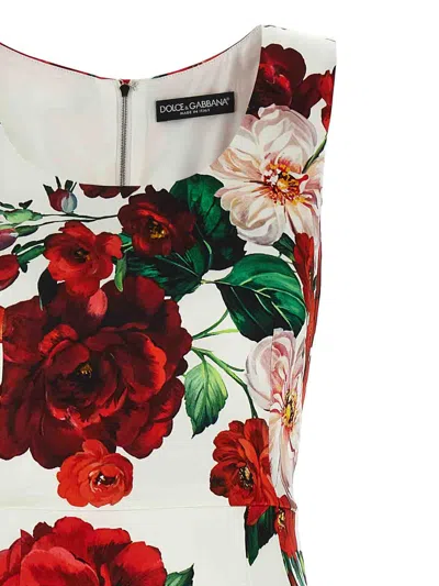 Dolce & Gabbana White Dress With Floral Print In Multi