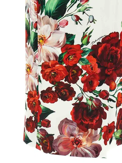 Dolce & Gabbana White Dress With Floral Print In Multi