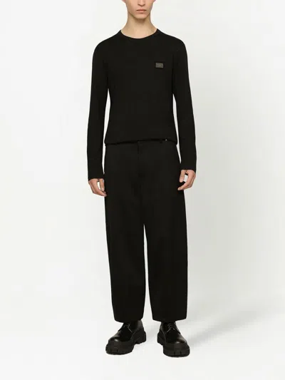 Dolce & Gabbana Logo Plaque Long-sleeve T-shirt In Black