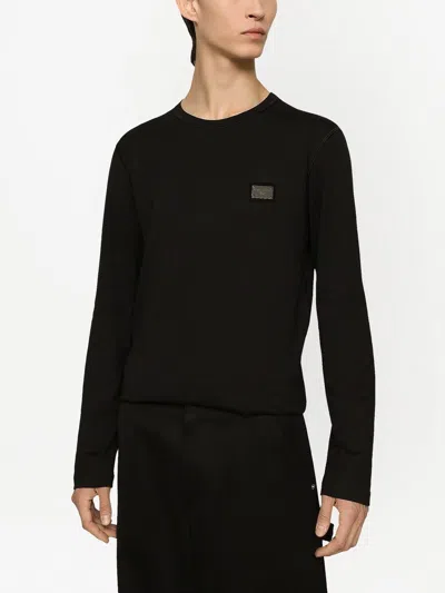 Dolce & Gabbana Logo Plaque Long-sleeve T-shirt In Black